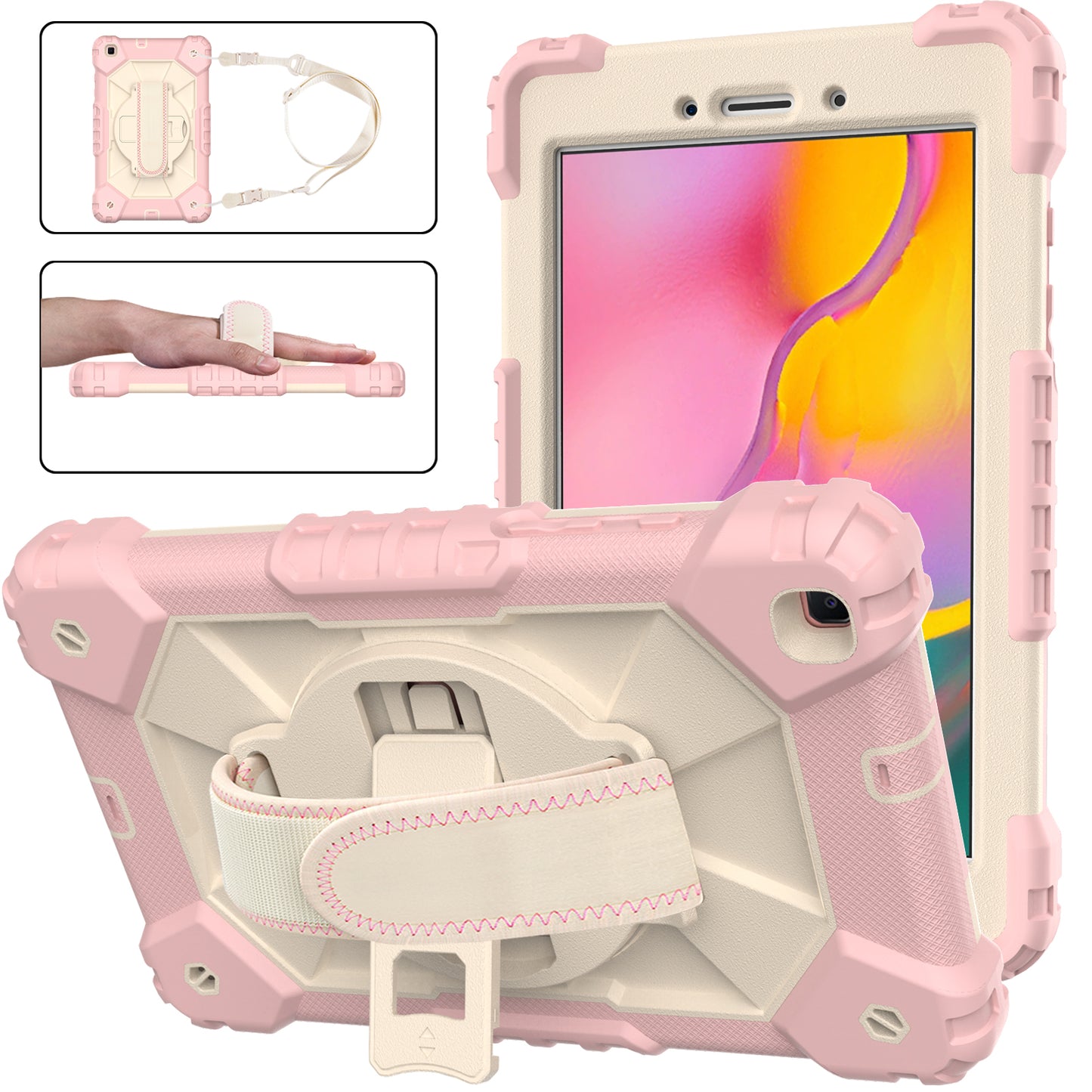 Rugged Rotating Galaxy Tab A 8.0 (2019) Shockproof Case Shoulder Strap Hand