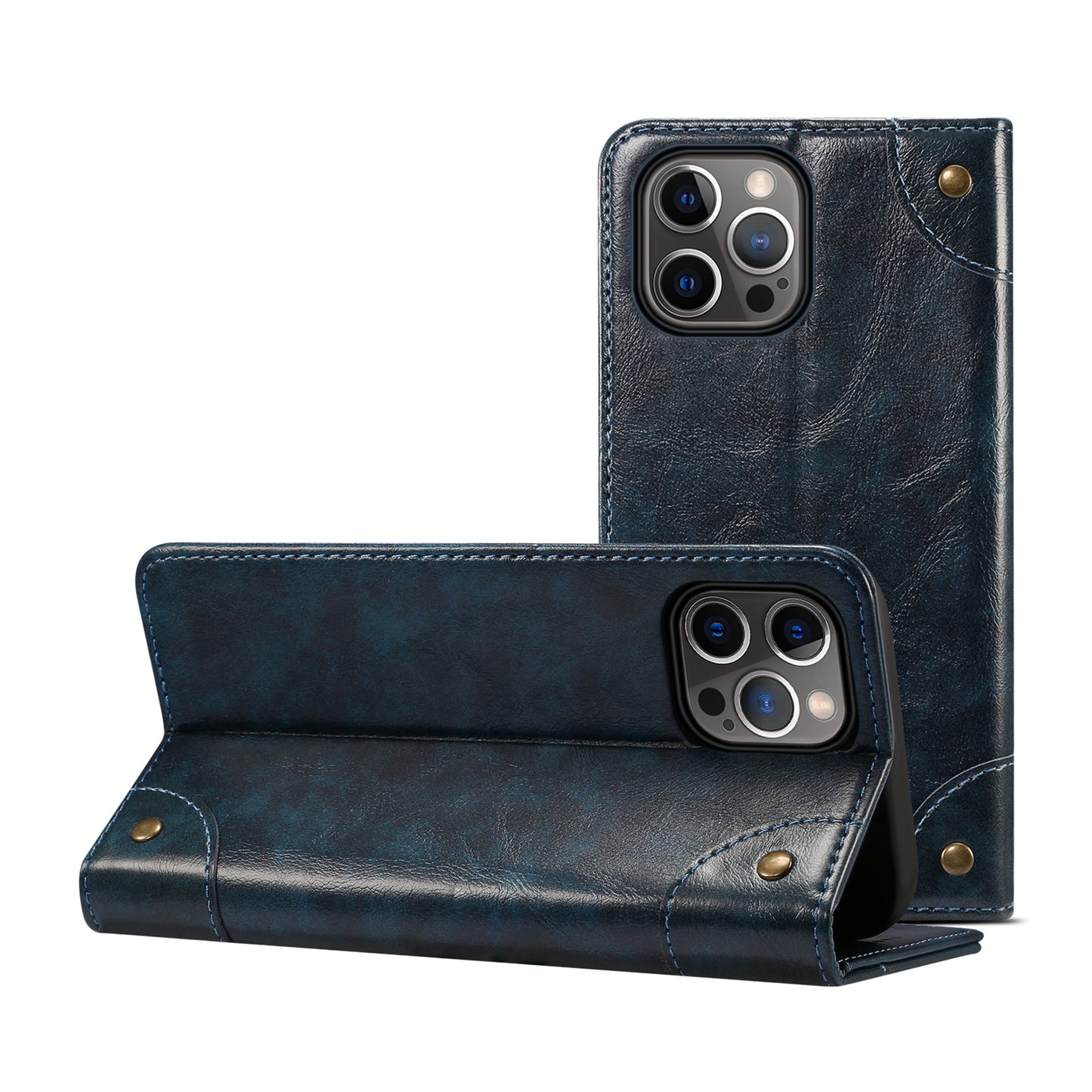 Baroque iPhone 12 Pro Leather Case Magtic Flip Wallet Stand Business RFID