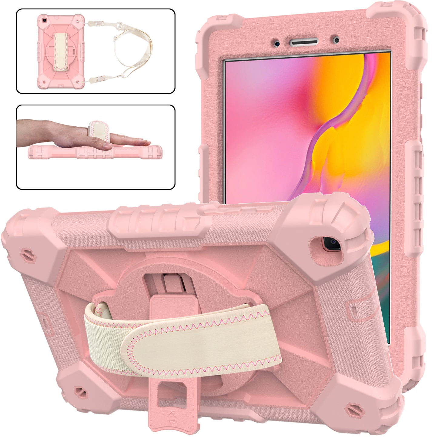 Rugged Rotating Galaxy Tab A 8.0 (2019) Shockproof Case Shoulder Strap Hand