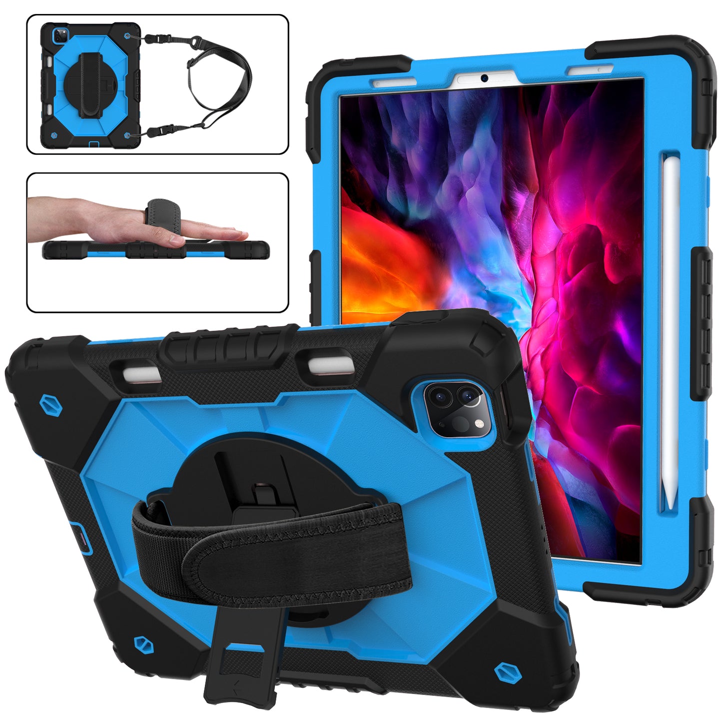 Rugged Rotating iPad Pro 11 (2021) Shockproof Case Shoulder Strap Hand Holder