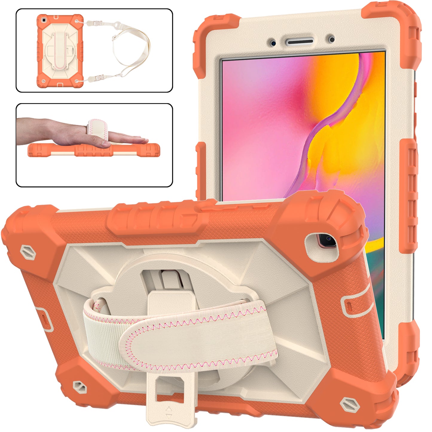 Rugged Rotating Galaxy Tab A 8.0 (2019) Shockproof Case Shoulder Strap Hand