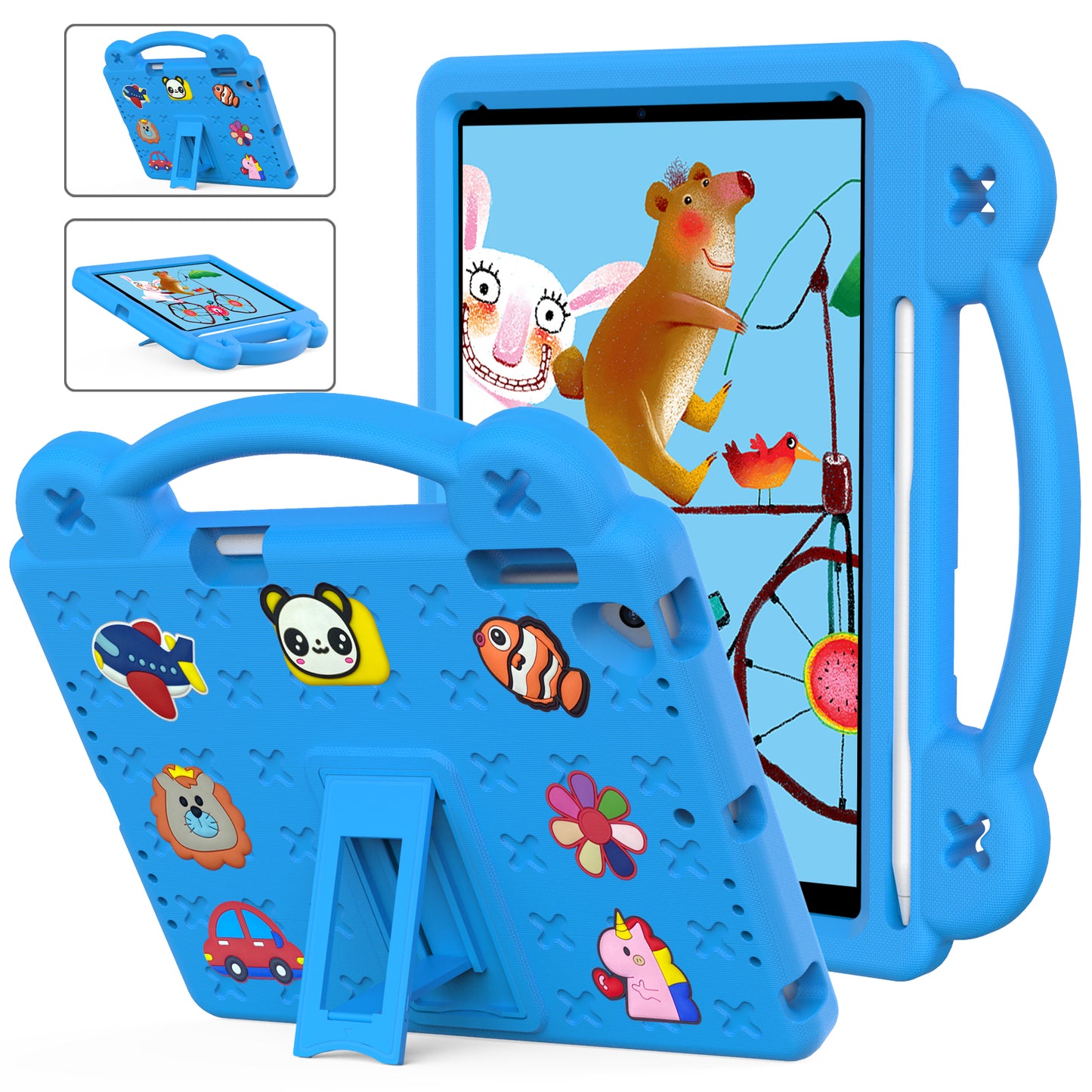 Berenstain Bear iPad 6 EVA Case Children's Cartoon Flat Kickstand DIY Hand Holder