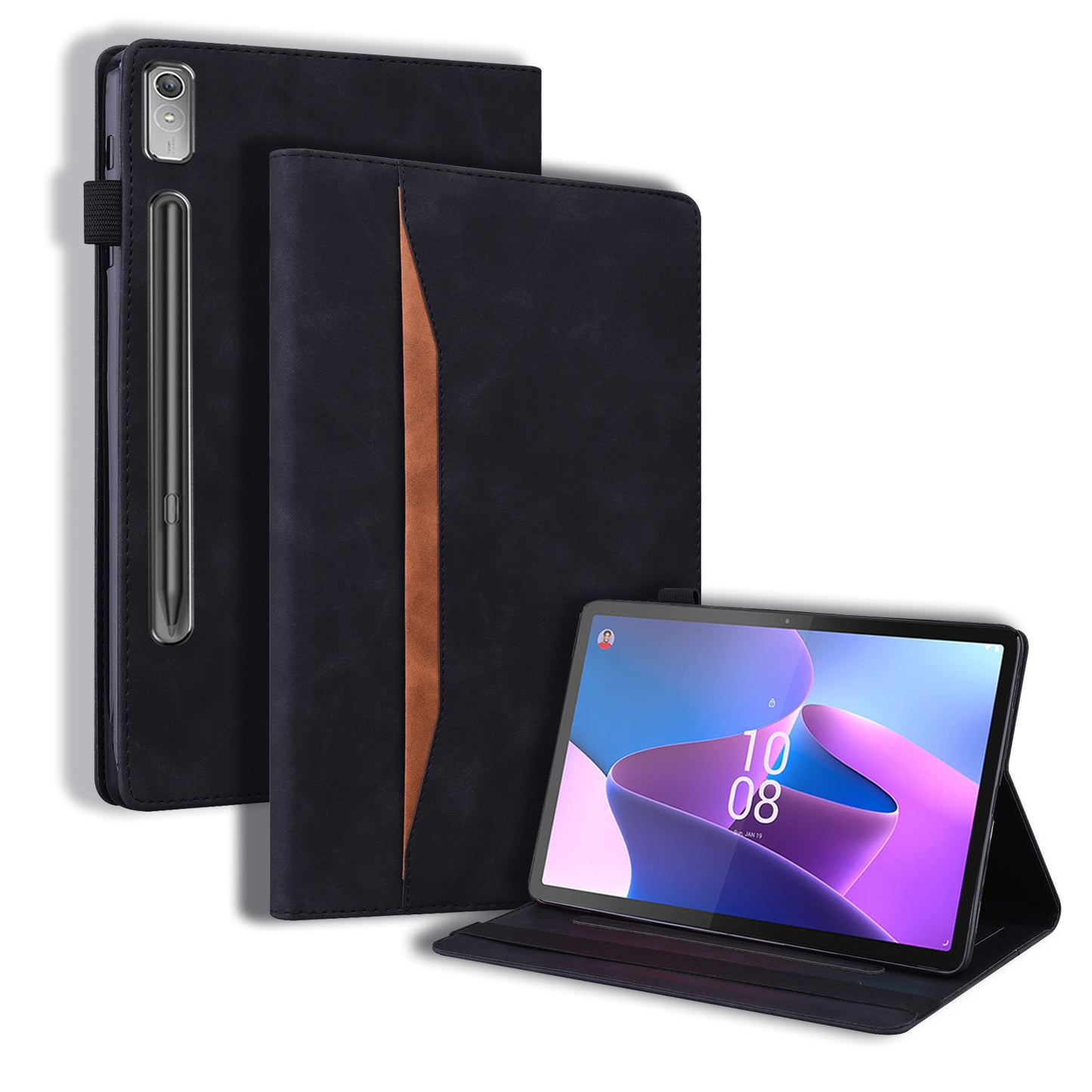 Business Stitching Lenovo Tab P11 Plus (2023) Leather Case Retro Wallet Stand