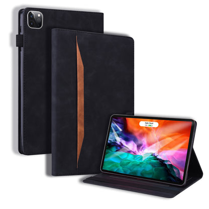 Business Stitching iPad Pro 12.9 (2020) Leather Case Homochromatic Retro Wallet Stand