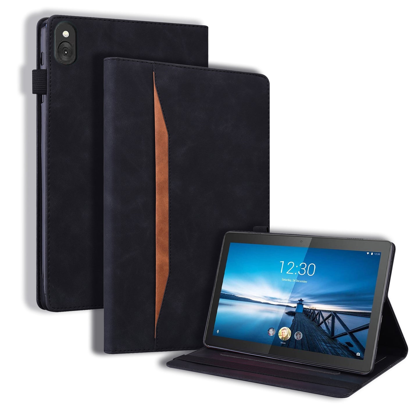 Business Stitching Lenovo Tab M10 FHD REL (2019) Leather Case Retro Wallet Stand