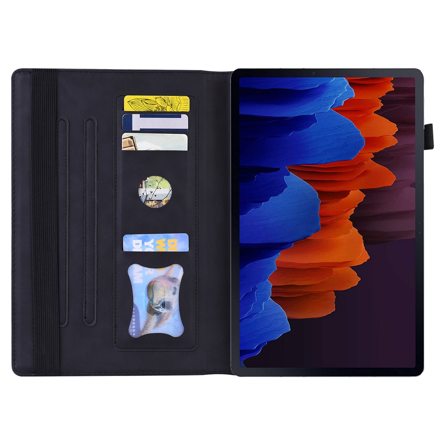 Business Stitching Galaxy Tab S6 Lite Leather Case Homochromatic Retro Wallet Stand