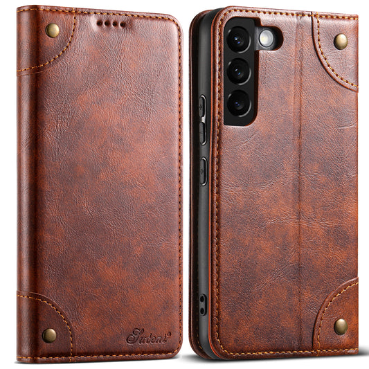 Baroque Galaxy S22+ Leather Case Magtic Flip Wallet Stand Business RFID