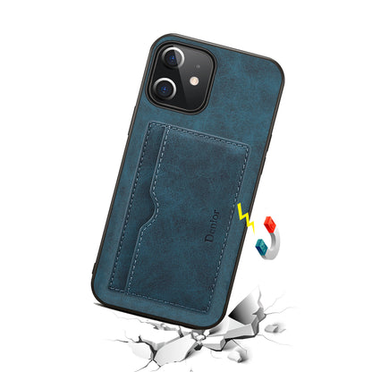 Horizontal Card Holder iPhone 12 Mini Back Cover Retro Leather Magnetic Stand