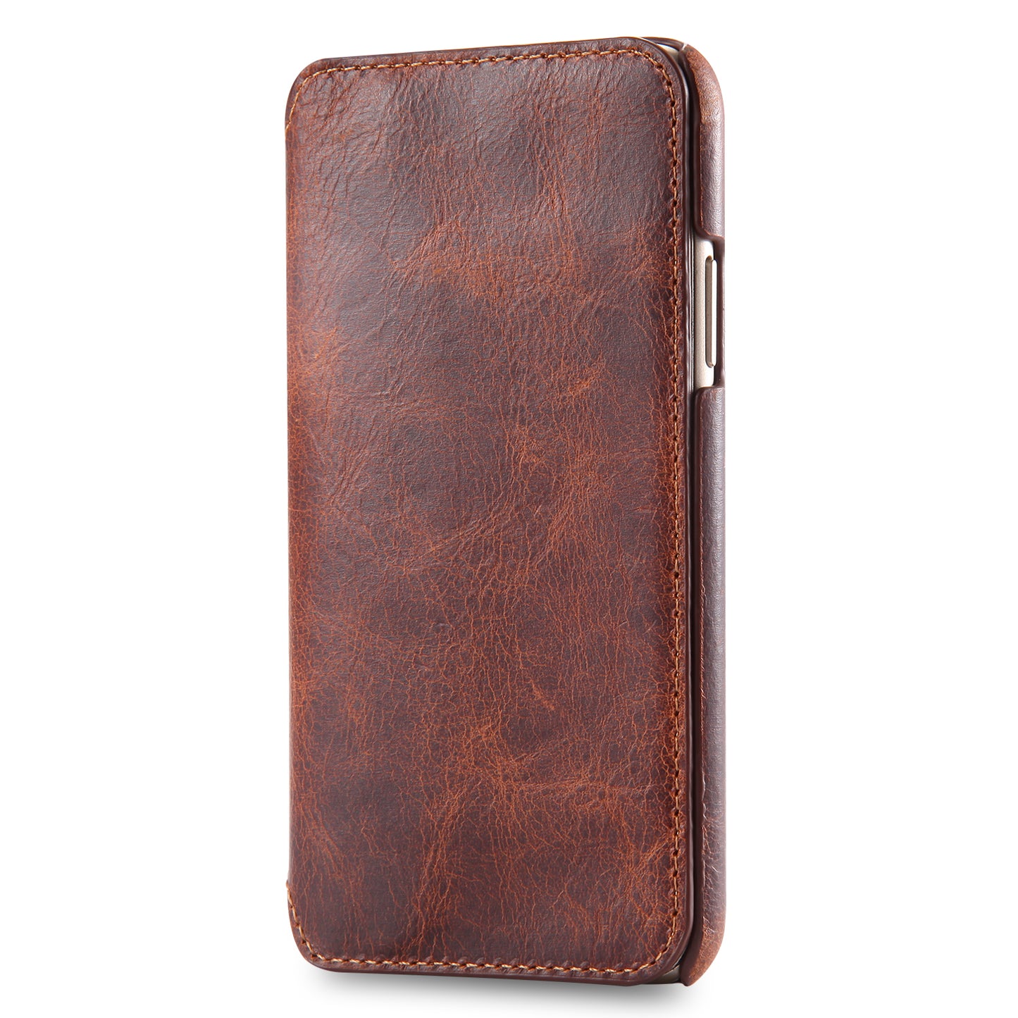 Waxed Cowhide Leather iPhone 11 Pro Max Willow Nail Case Wallet Stand Classical