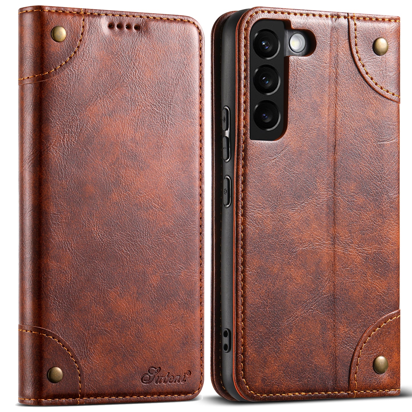 Baroque Galaxy S22 Leather Case Magtic Flip Wallet Stand Business RFID