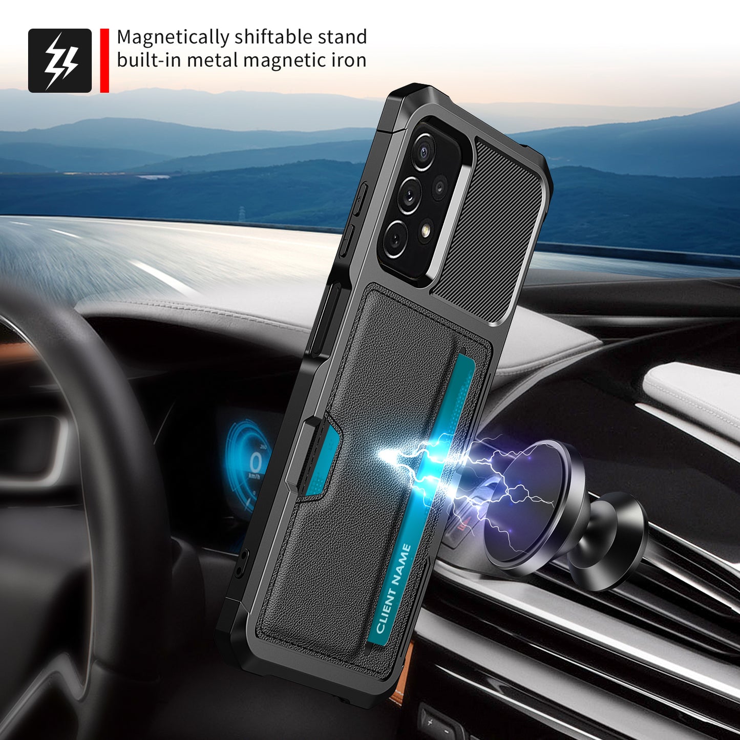 Car Magnetism Galaxy A04 TPU Cover with Leather Card Holder Slim