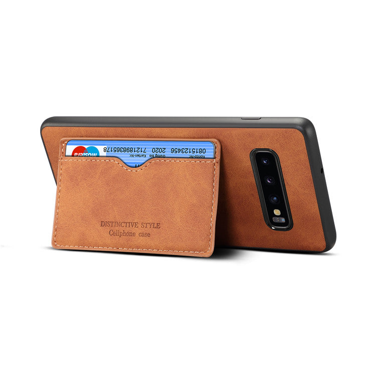 Horizontal Card Holder Galaxy S10 5G Back Cover Retro Leather Magnetic Stand