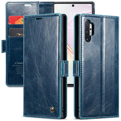 Luxury Retro Galaxy Note10+ Leather Case Sturdy Shiny Flip Stand Magnetic Business