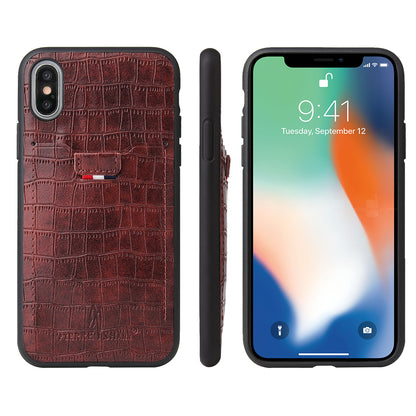 Crocodile Leather iPhone X Xs Cover Business Card Holder Deluxe