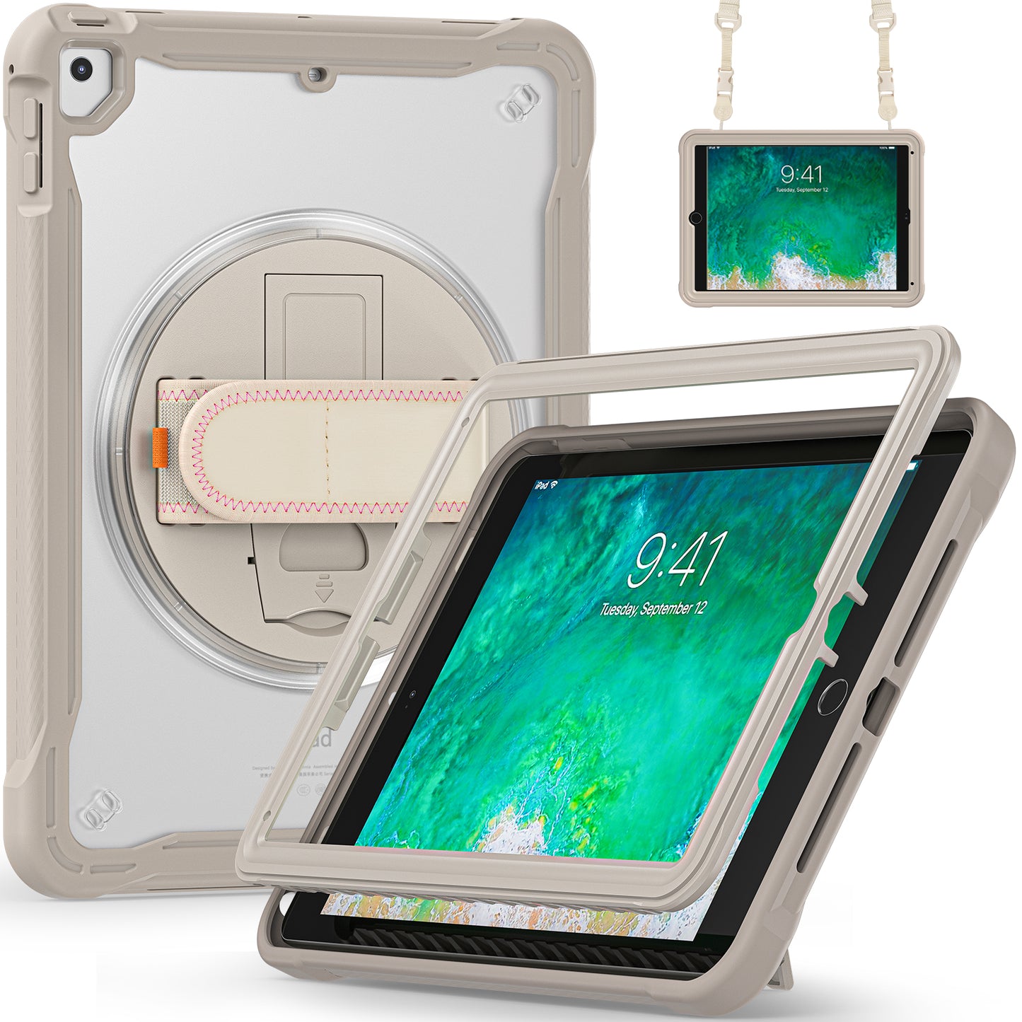 Popeye iPad Pro 9.7 Case Matte Frosted 360 Rotating Hand Shoulder Strap Unique