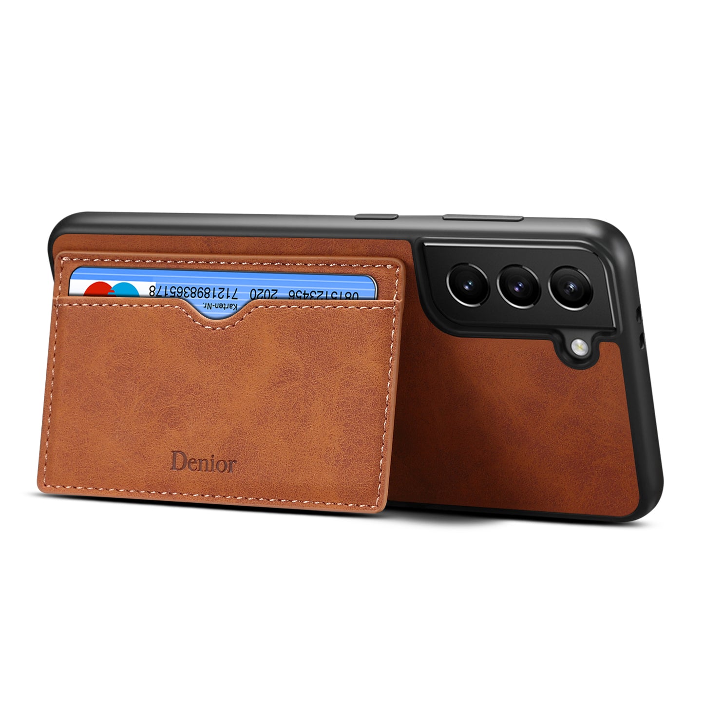 Horizontal Card Holder Galaxy S23 Back Cover Retro Leather Magnetic Stand