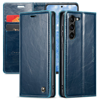 Luxury Retro Galaxy S23 Leather Case Sturdy Shiny Flip Stand Magnetic Business