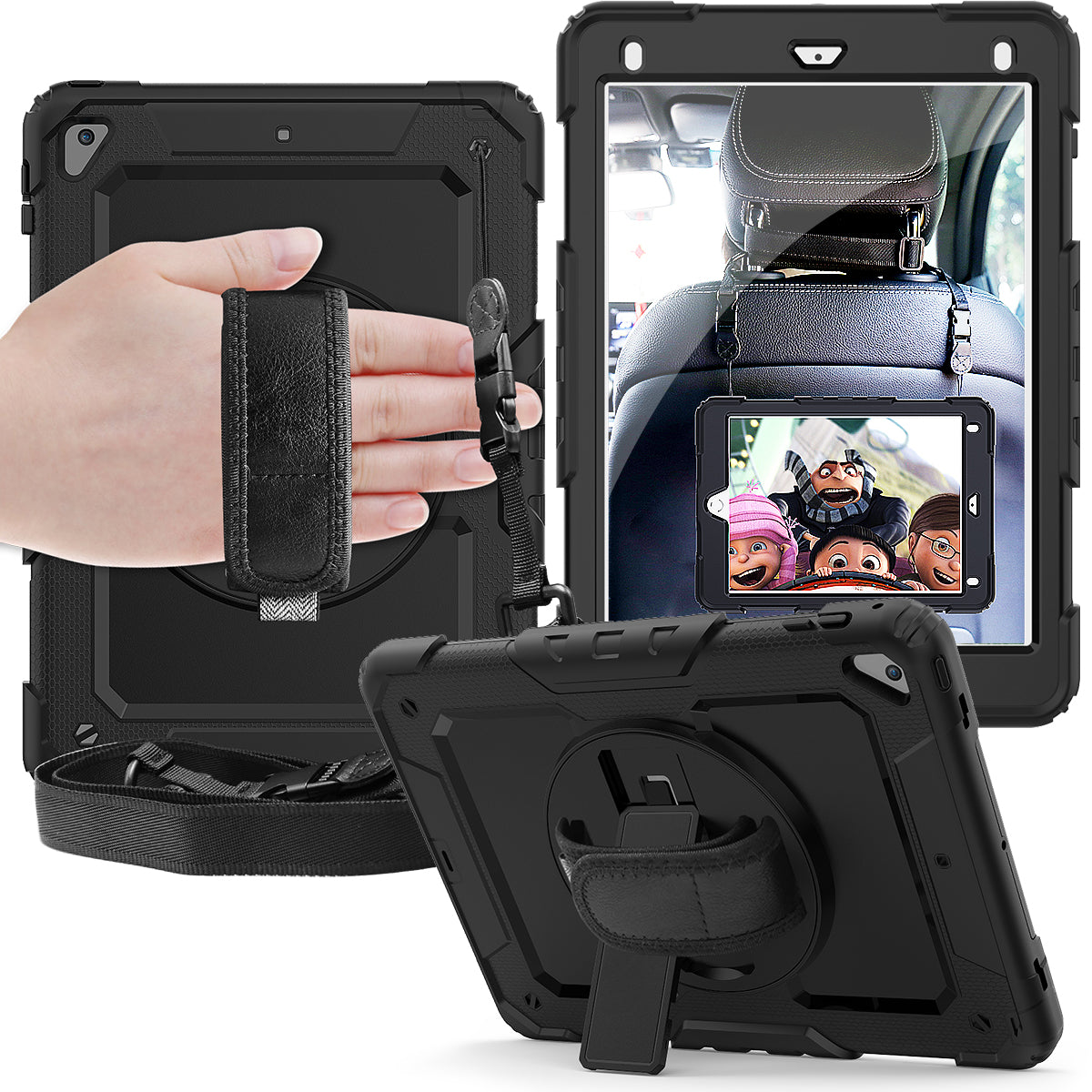 Tough Strap iPad Air 2 Shockproof Case Multi-functional Built-in Screen Protector