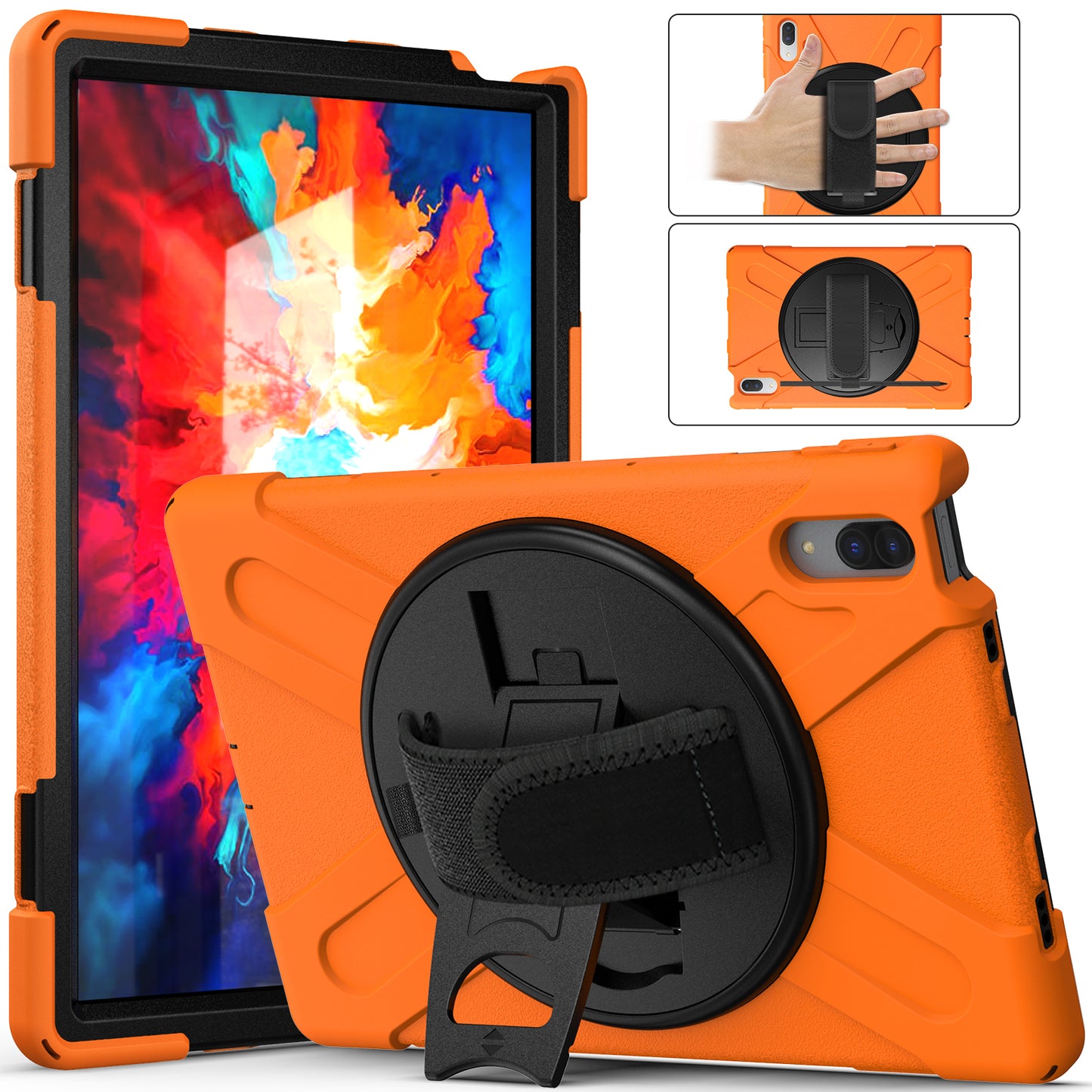 Pirate King Lenovo Tab P11 Pro (2021) Case 360 Rotating Stand Holder Shoulder Strap