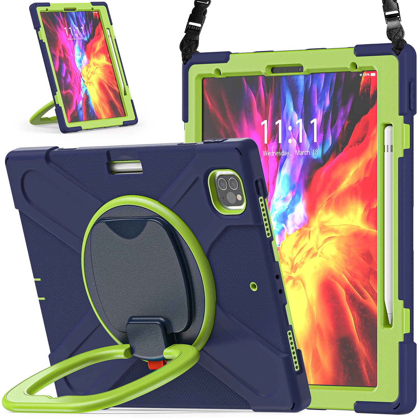 Pirate Box iPad Pro 11 (2021) Case Hook Stand Rotating with Hand Holder Shoulder Strap