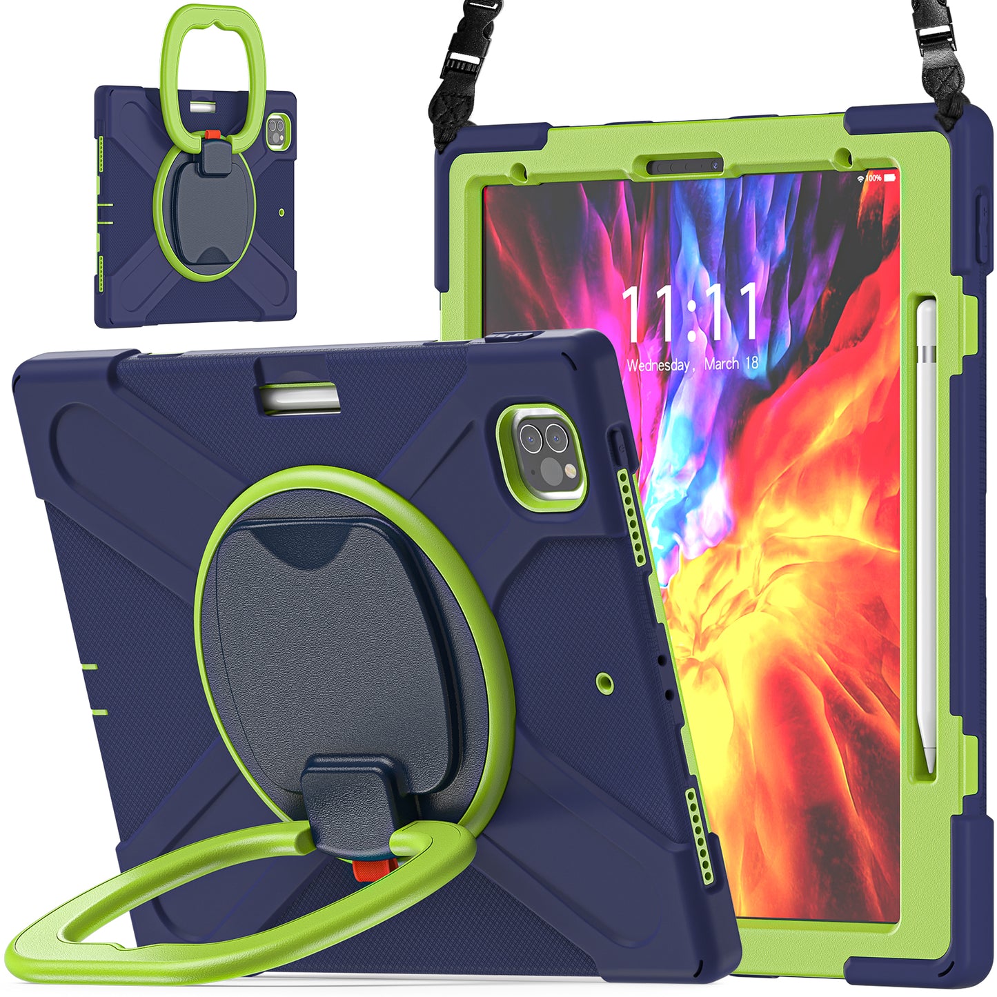 Pirate Box iPad Pro 11 (2018) Case Hook Stand Rotating Hand Holder Shoulder Strap