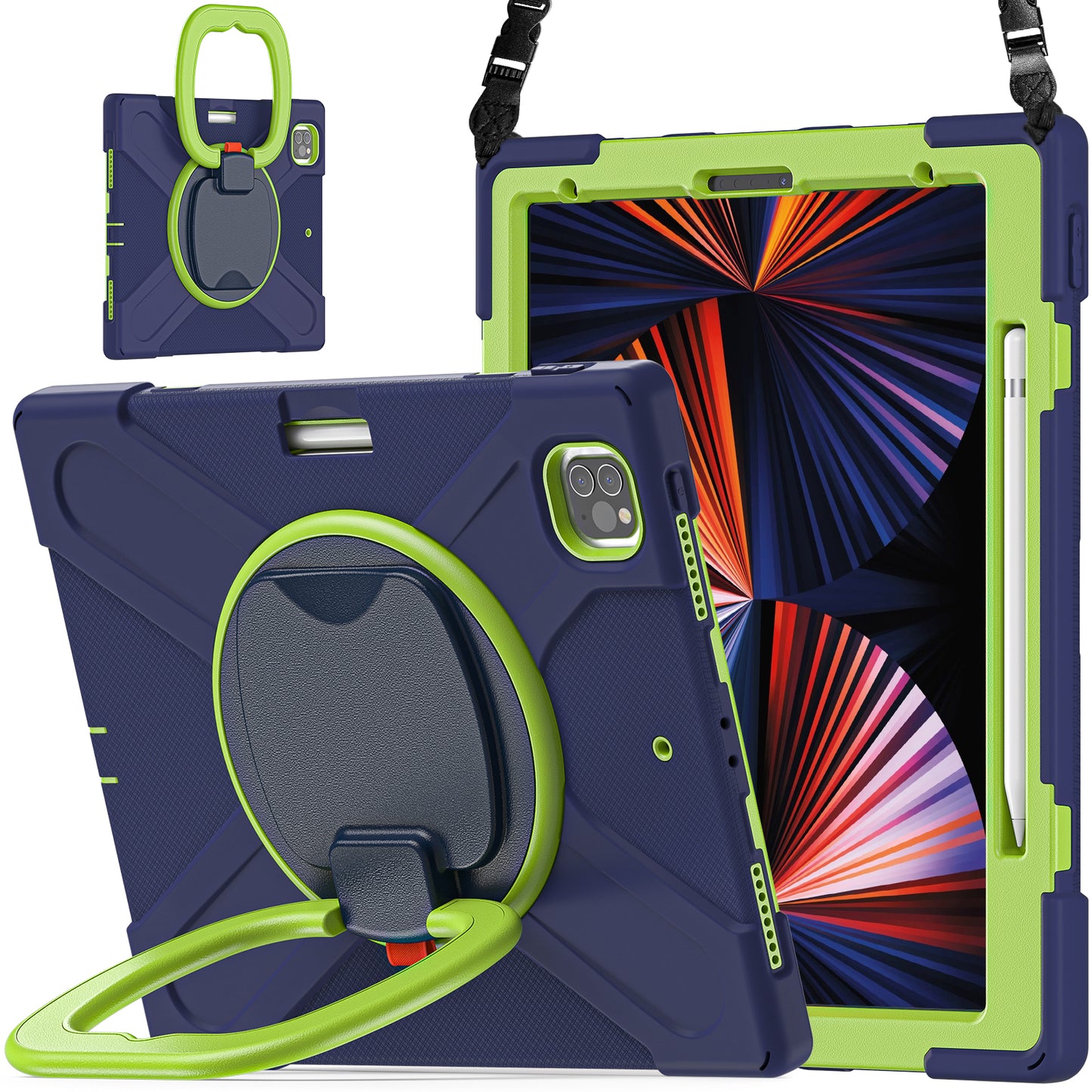 Pirate Box iPad Pro 12.9 (2018) Case Hook Stand Rotating with Hand Holder Shoulder Strap