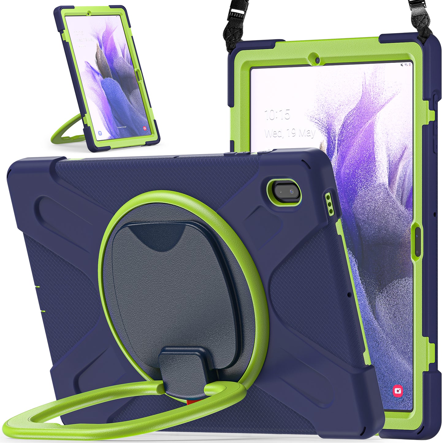 Pirate Box Galaxy Tab S7 FE Case Hook Stand Rotating Hand Holder Shoulder Strap