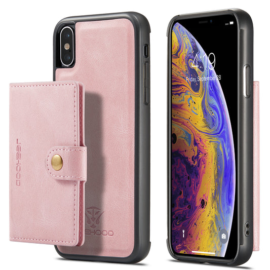 Magnetic Detachable Card Bag iPhone X Xs Leather Cover RFID Flip Stand