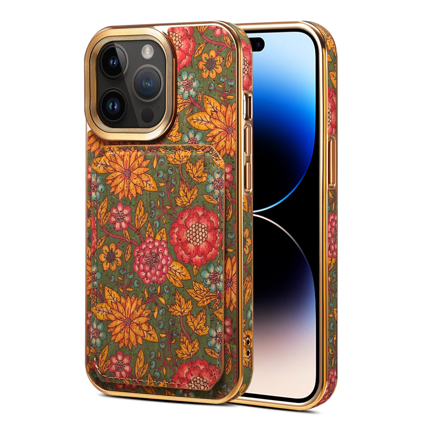 Moslem Flowers Wood iPhone 15 Transformers Cover Verticle Horizontal Kickstand