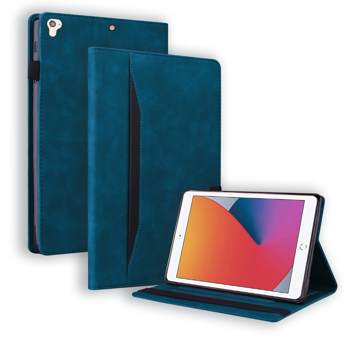 Business Stitching iPad Air 2 Leather Case Homochromatic Retro Wallet Stand