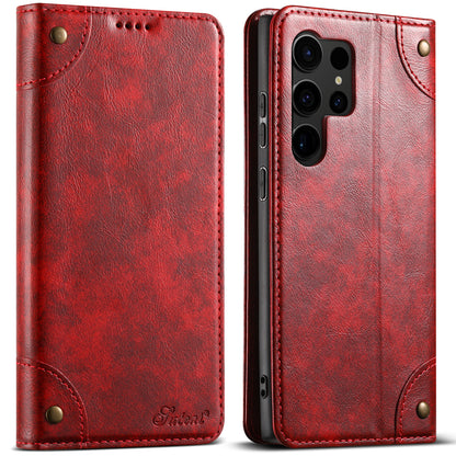 Baroque Galaxy S22 Ultra Leather Case Magtic Flip Wallet Stand Business RFID