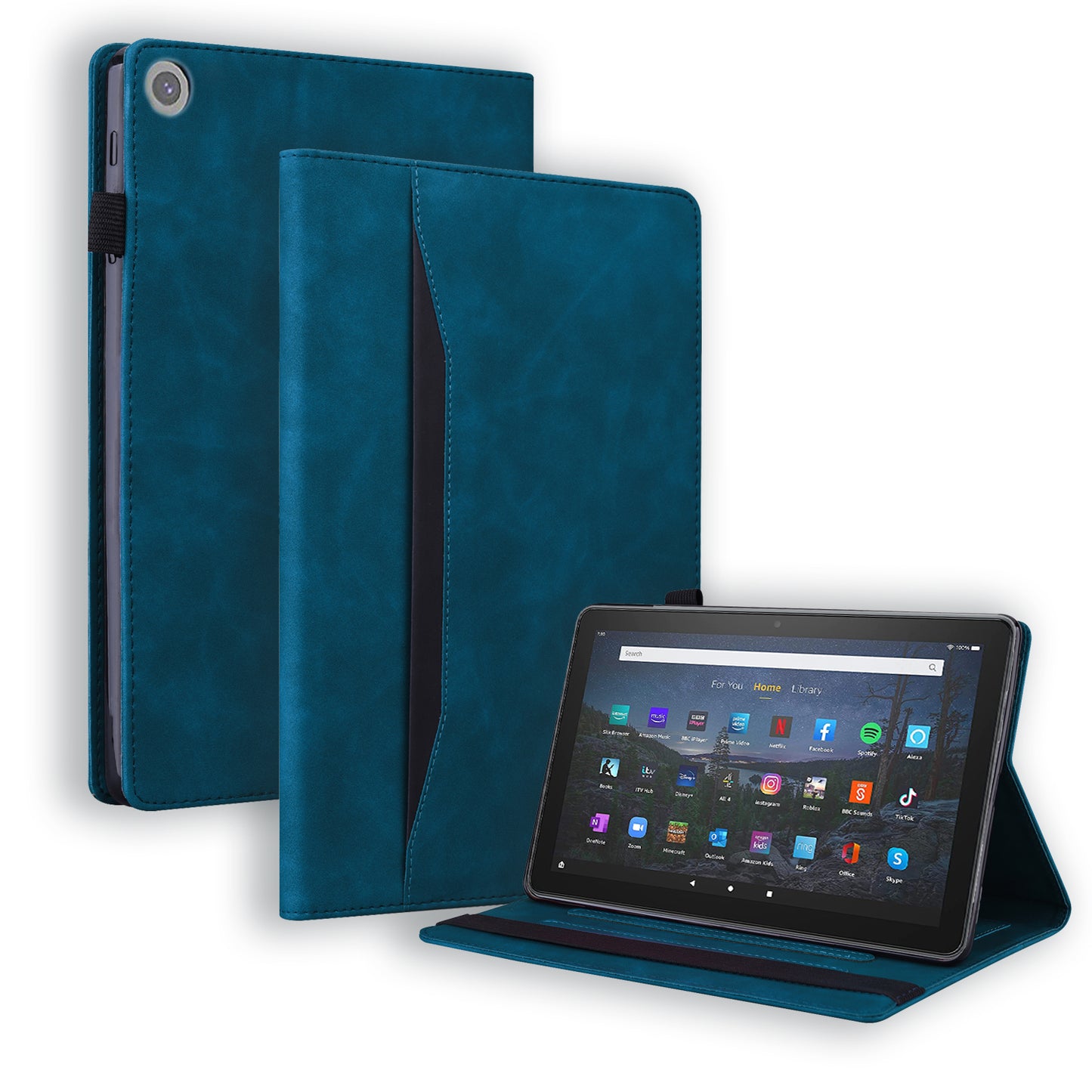 Business Stitching Kindle Fire HD8 (2015) Leather Case Retro Wallet Stand