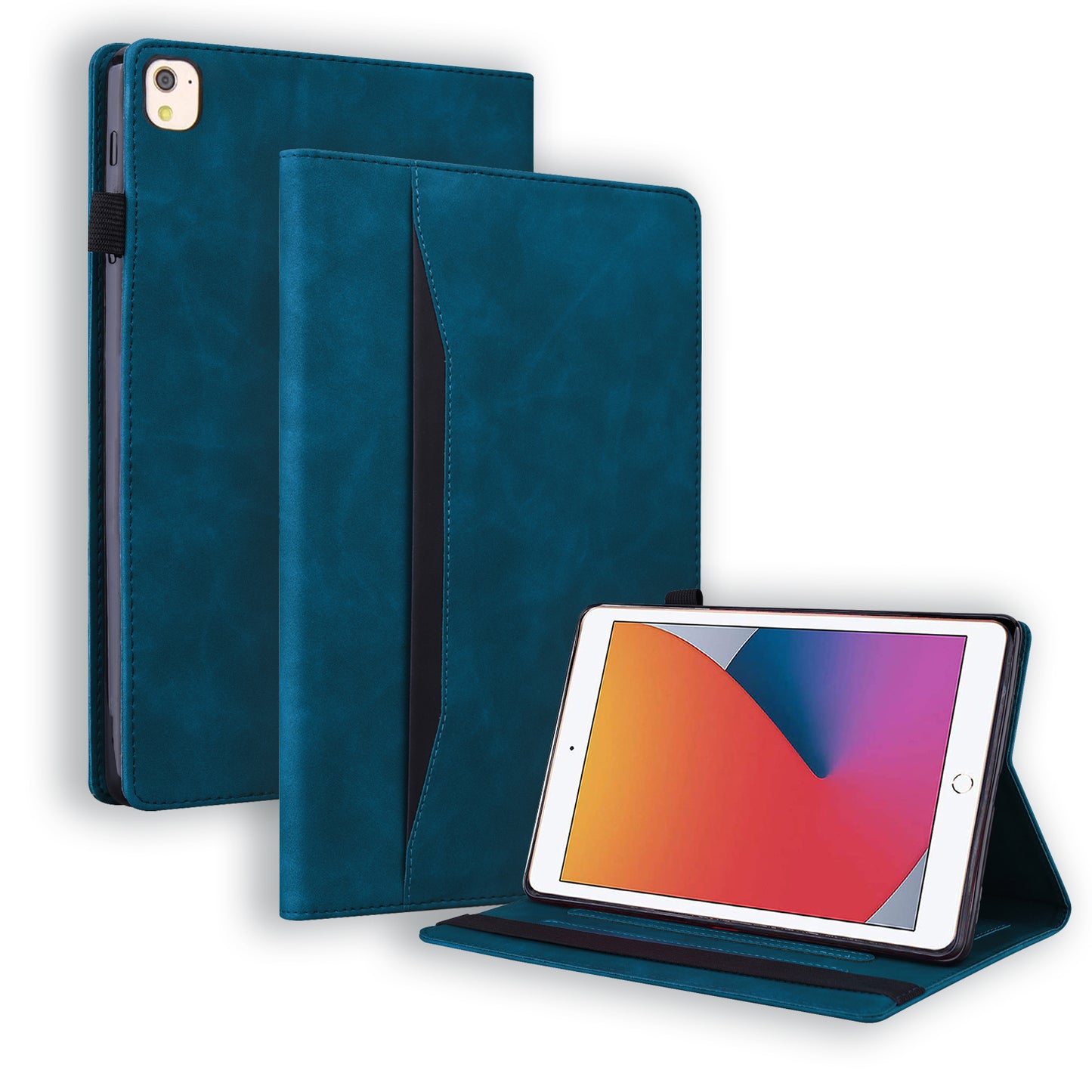 Business Stitching iPad 7 Leather Case Homochromatic Retro Wallet Stand