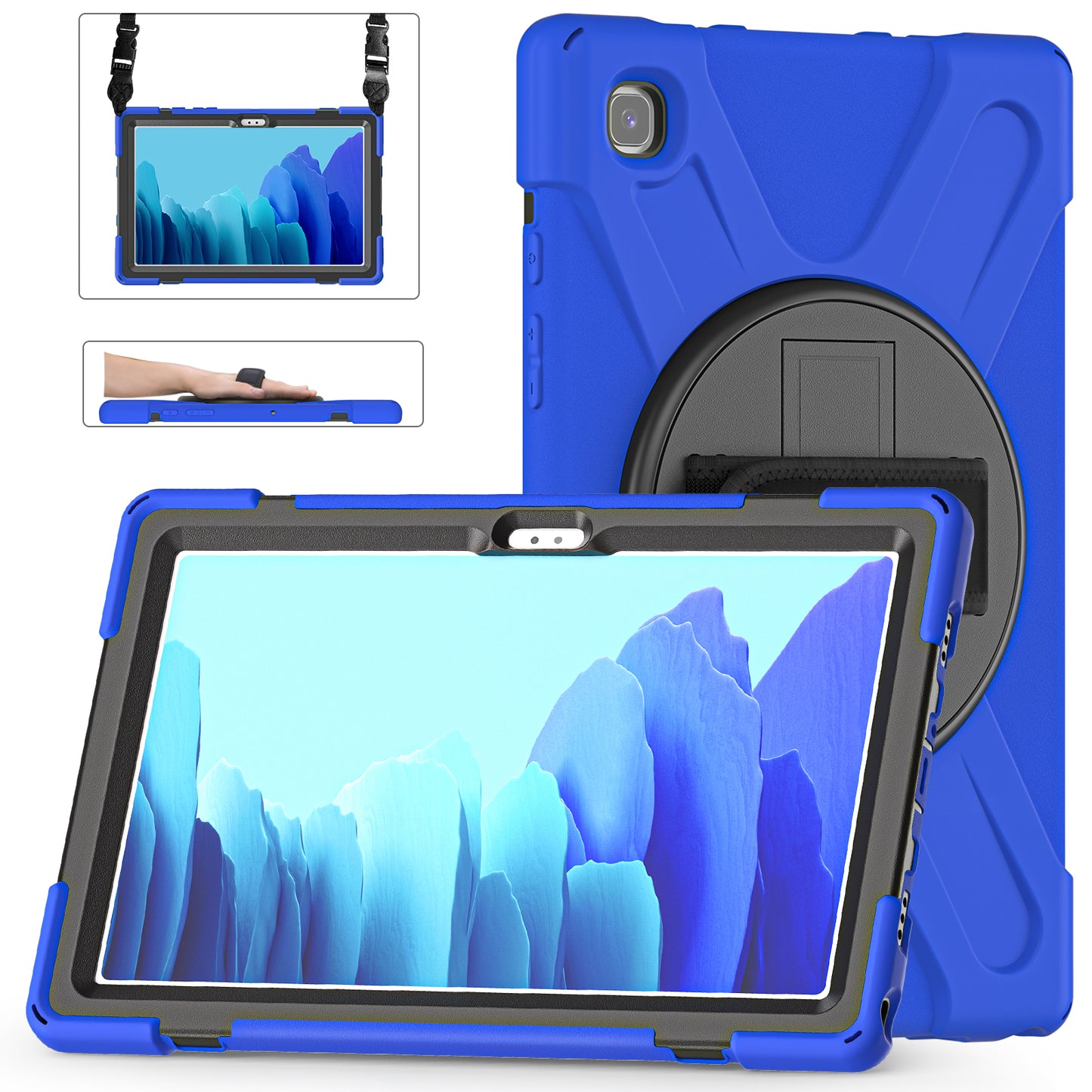 Pirate King Galaxy Tab A7 Case 360 Rotating Stand with Hand Holder Shoulder Strap