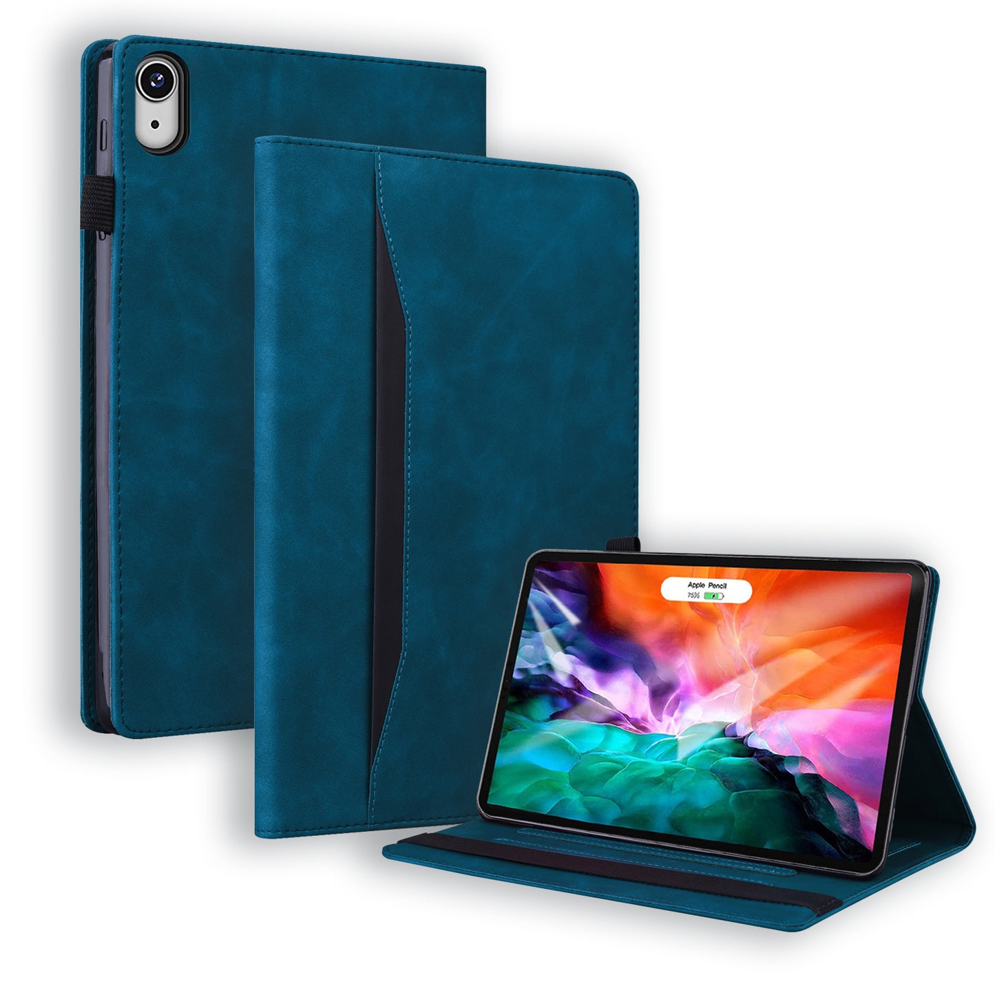 Business Stitching iPad Mini 6 Leather Case Homochromatic Retro Wallet Stand