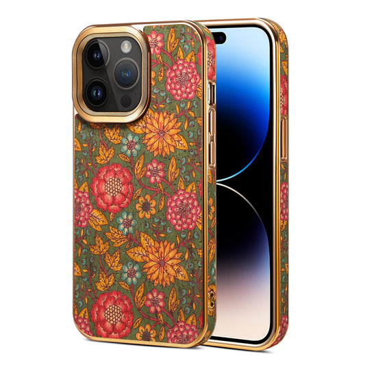 Moslem Flowers Wood iPhone 13 Pro Max Electroplated Cover Retro