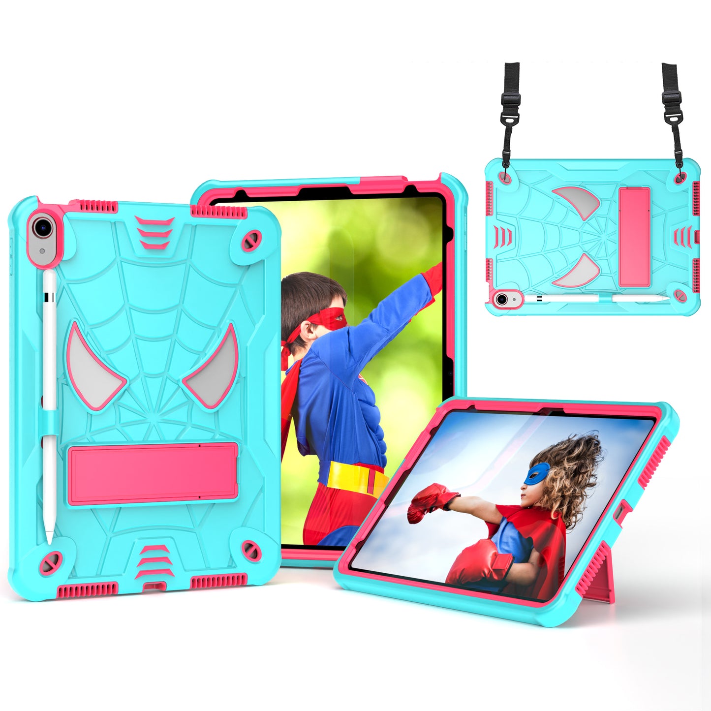 Spider-Man iPad 10 Shockproof Case Rugged Detachable Shoulder Strap