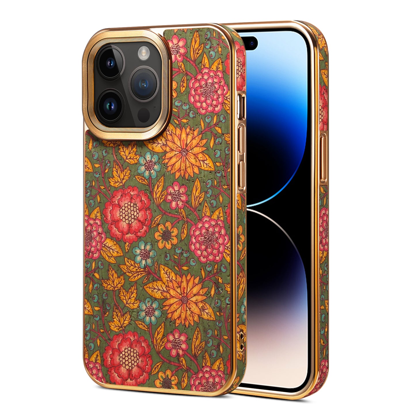 Moslem Flowers Wood iPhone 14 Pro Max  Electroplated Cover Retro