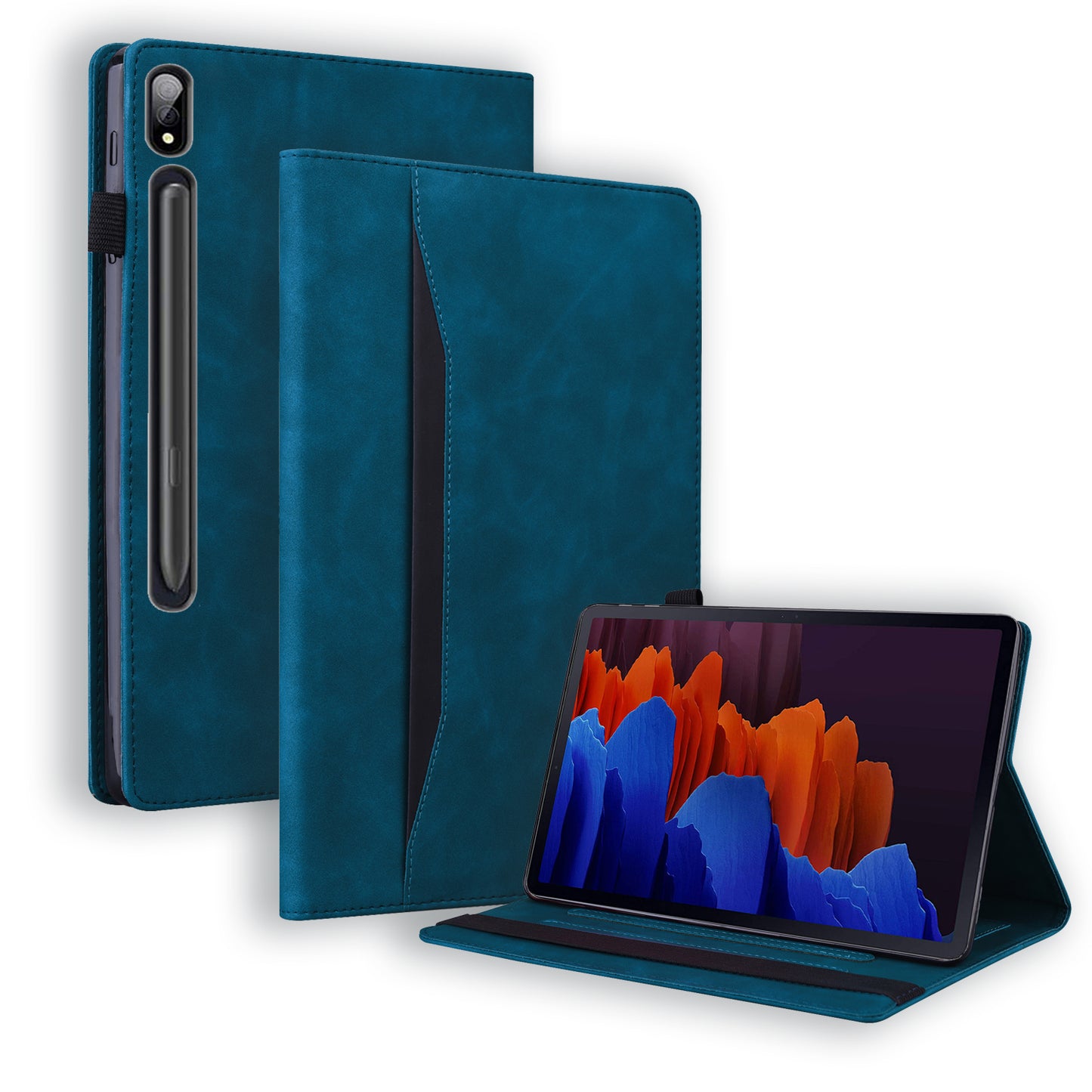 Business Stitching Lenovo Tab P12 Pro (2021) Leather Case Retro Wallet Stand