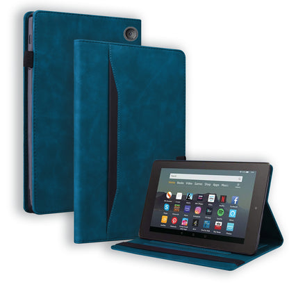 Business Stitching Kindle Fire 7 (2022) Leather Case Homochromatic Retro Wallet Stand