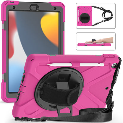 Pirate King iPad 7 Case 360 Rotating Stand with Hand Holder Shoulder Strap