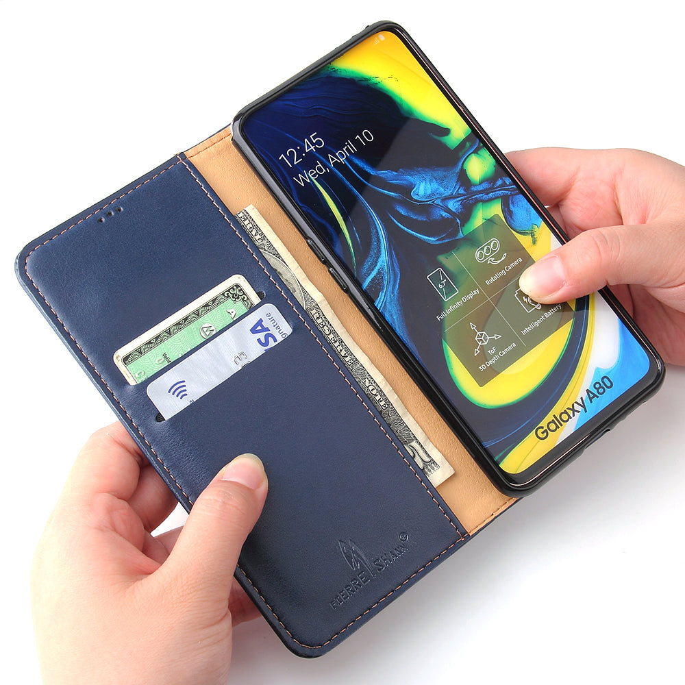 PU Leather Galaxy A80 Flip Case Wallet Stand Texture Deluxe