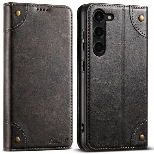 Baroque Galaxy S23 Leather Case Magtic Flip Wallet Stand Business RFID