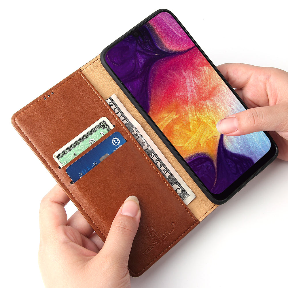 PU Leather Galaxy A50 Flip Case Wallet Stand Texture Deluxe