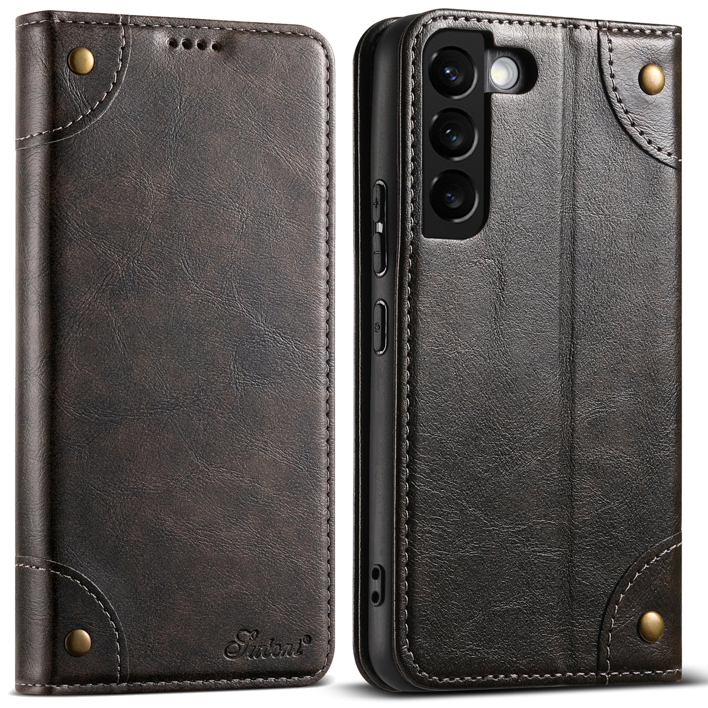 Baroque Galaxy S22 Leather Case Magtic Flip Wallet Stand Business RFID