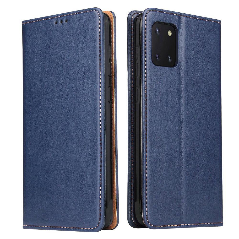 PU Leather Galaxy A81 Flip Case Wallet Stand Texture Deluxe