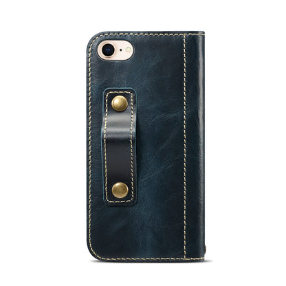 Waxed Cowhide Leather iPhone SE 2020 Magnetic Buckle Case Wallet Stand