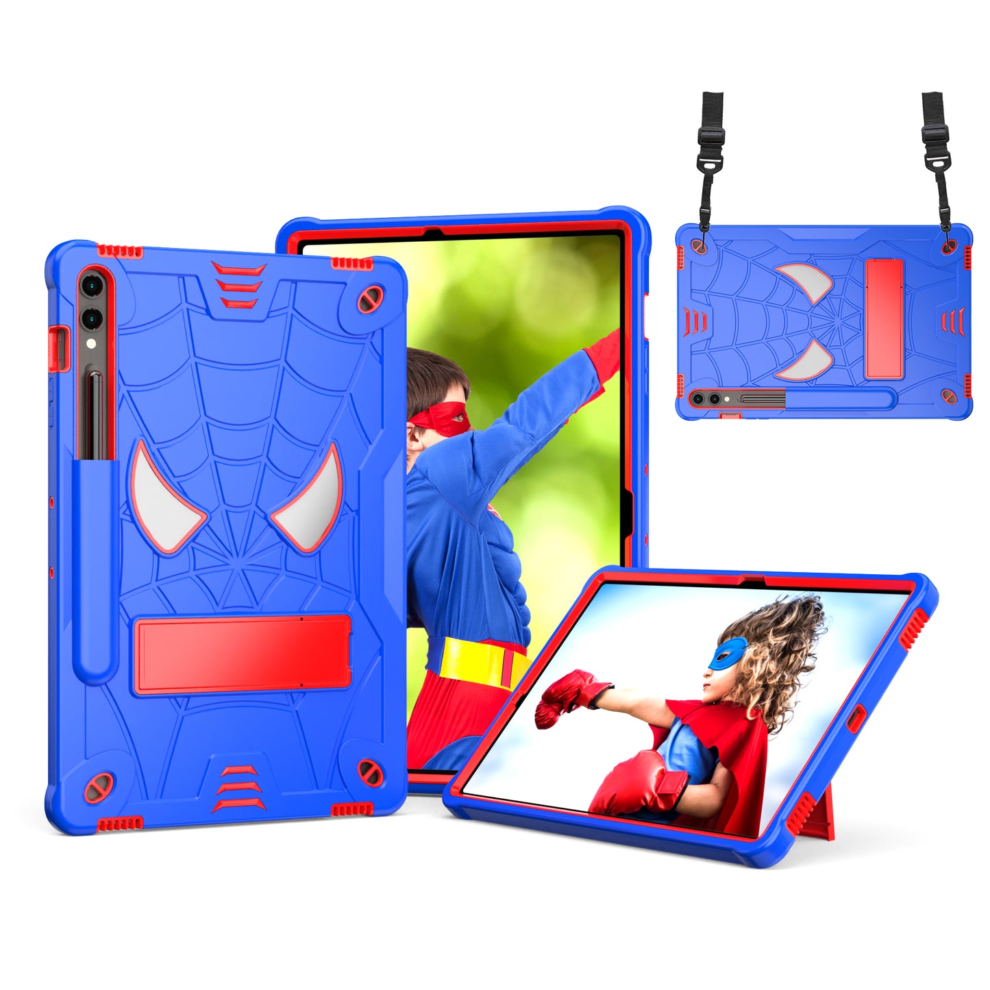 Spider-Man Galaxy Tab S9+ Shockproof Case Rugged Detachable Shoulder Strap