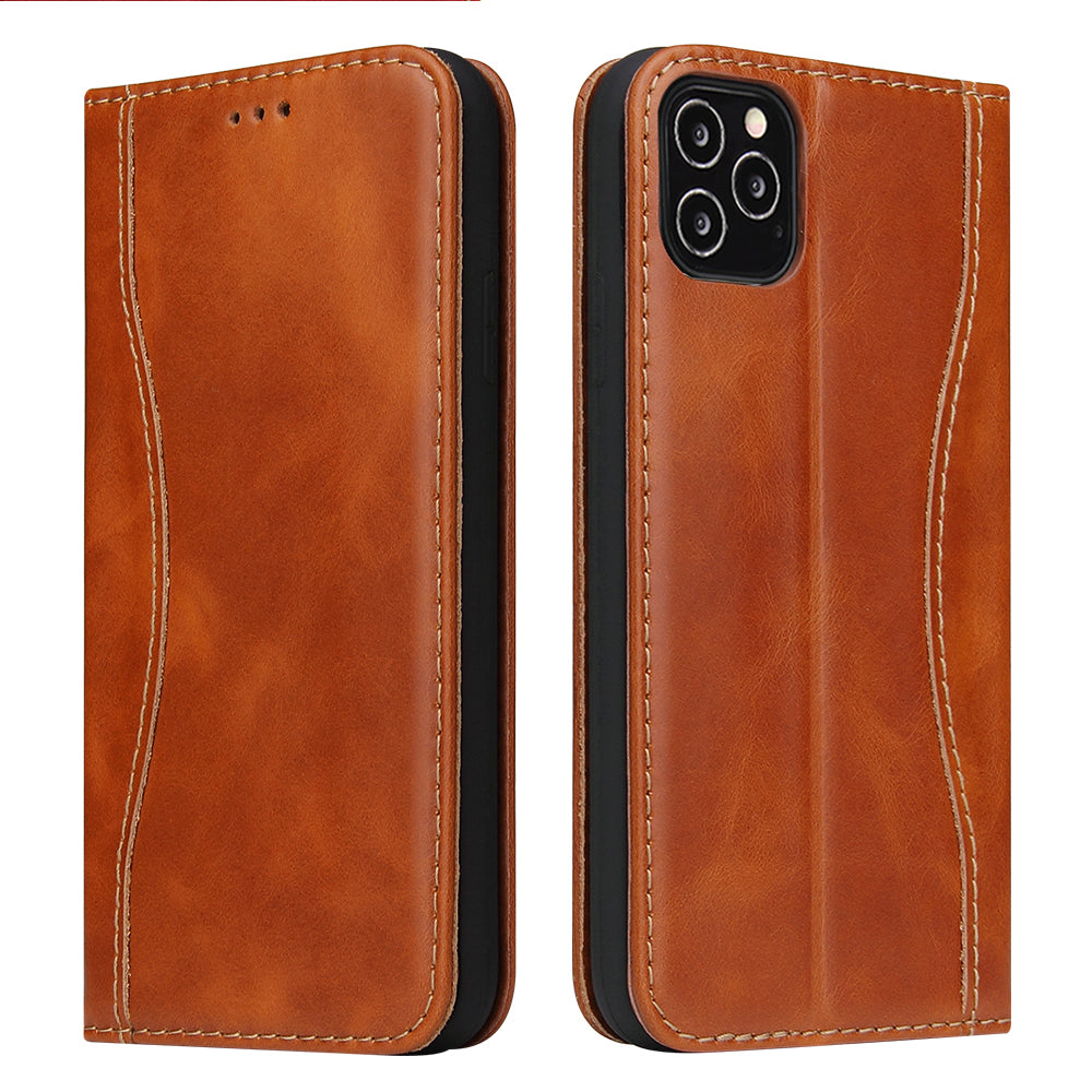 West Gun iPhone 12 Genuine Leather Case Classical Wallet Stand