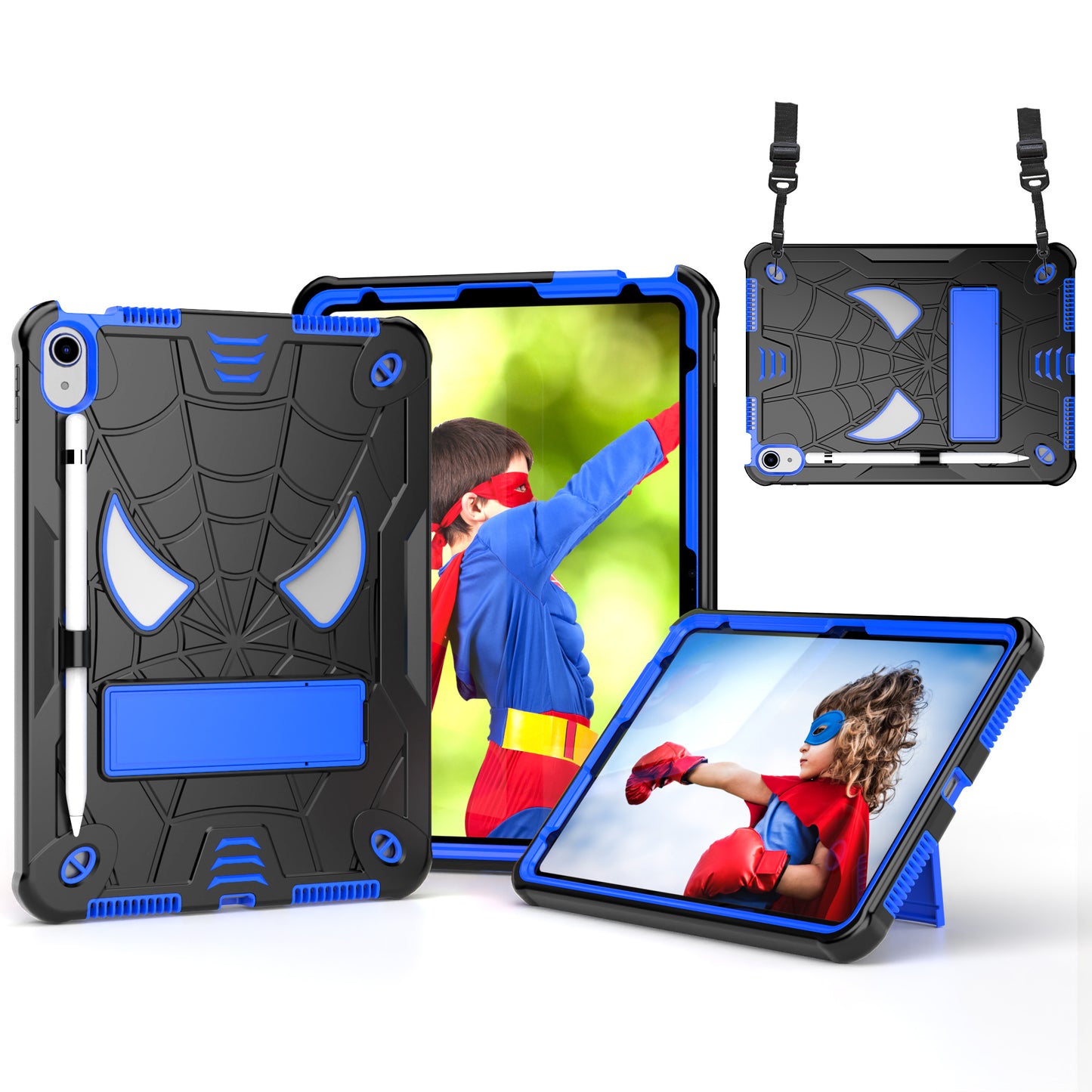 Spider-Man iPad 10 Shockproof Case Rugged Detachable Shoulder Strap